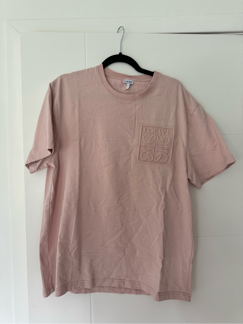 Loewe inspired Pale Pink Short-Sleeve Logo Pocket Tee